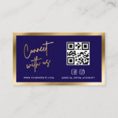 Carte De Visite GOLD NAVY Social Media QR Code Photo et logo (Dos)