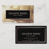 Carte De Visite Gold noir et élégant effet de feuille professionne (Devant / Derrière)