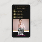 Carte De Visite Gold noir maquillage beauté Social Media Influence (Dos)