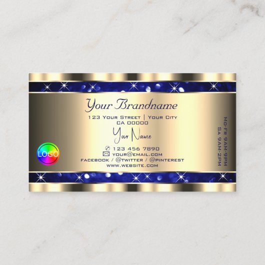 Carte De Visite Gold Ocean Blue Parties scintillant Lumineuses éto (Dos)