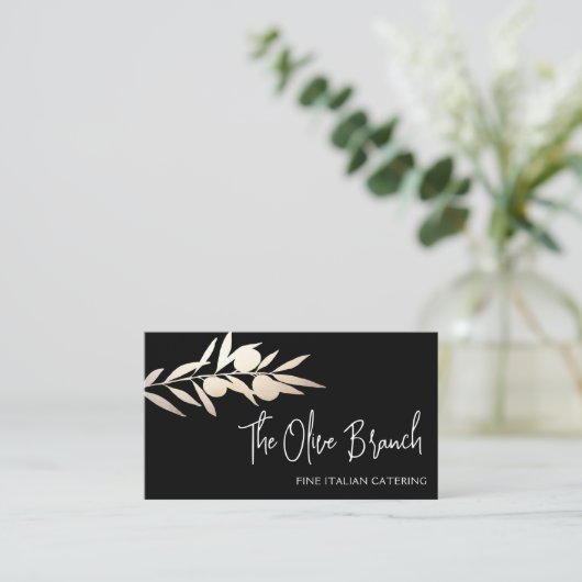 Carte De Visite Gold Olive Branch Chef cuisinier italien ou grec (Debout devant)