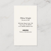 Carte De Visite Gold Olive Branch Chef cuisinier italien ou grec (Dos)