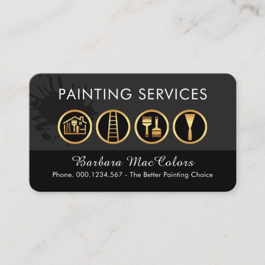 Carte De Visite Gold Paint Tools On Grey Black Layer (Devant)