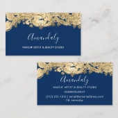 Carte De Visite Gold Parties scintillant Event Planner Stylist Blu (Devant / Derrière)