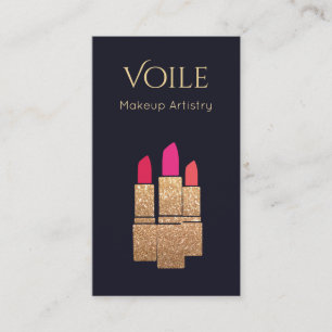 Carte De Visite Gold Parties scintillant Lipstick Maquillage Artis