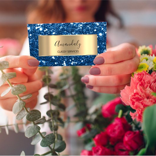 Carte De Visite Gold Parties scintillant QR Code Logo Beauté Glam