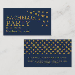 Carte De Visite Gold Parties scintillant Stars, Bachelor Party Tic