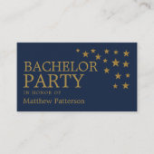 Carte De Visite Gold Parties scintillant Stars, Bachelor Party Tic (Devant)