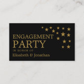 Carte De Visite Gold Parties scintillant Stars, Engagement Party T (Devant)