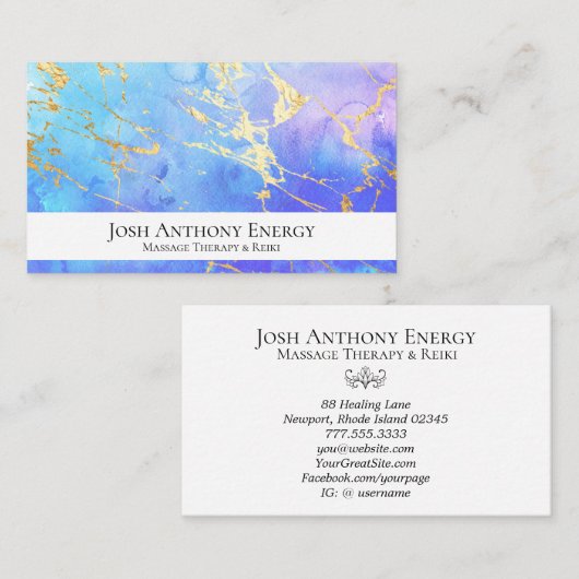 Carte De Visite *~* Gold Pastel Nebula Galaxy Universe Aqua AP3 (Devant / Derrière)