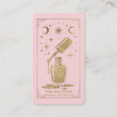 Carte De Visite Gold Pink Celestial Tarot Nail artist QR Code (Devant)