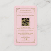 Carte De Visite Gold Pink Celestial Tarot Nail artist QR Code (Dos)