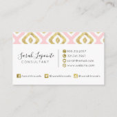 Carte De Visite Gold & Pink Chic & Elegant Motif Ikat (Dos)