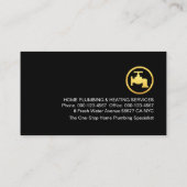 Carte De Visite Gold Pipes Building Frame Plumber Service (Dos)