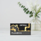 Carte De Visite Gold Pipes Building Frame Plumber Service (Debout devant)