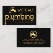 Carte De Visite Gold Plumber Plumbing Pipeline Signage (Devant / Derrière)