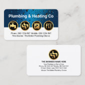 Carte De Visite Gold Plumbing Icons on Waterdrop Layer (Devant / Derrière)