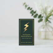 Carte De Visite Gold Power Lightning On Stunning Green Borders (Debout devant)