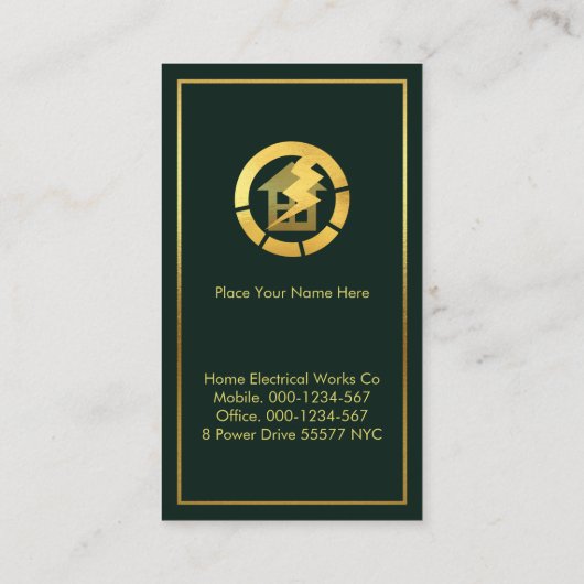 Carte De Visite Gold Power Lightning On Stunning Green Borders (Dos)