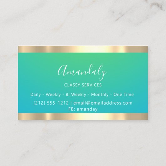 Carte De Visite Gold Professional Consulting Dusty Blue Modern (Dos)