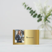 Carte De Visite Gold Professional Real Estate Agent Photo QR Code (Debout devant)
