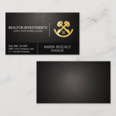 Carte De Visite Gold Real Estate House and Keys (Devant / Derrière)