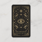 Carte De Visite Gold Retro Celestial Tarot Lash Artist QR Code (Devant)