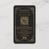 Carte De Visite Gold Retro Celestial Tarot Lash Artist QR Code (Dos)