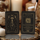 Carte De Visite Gold Retro Celestial Tarot Makeup QR Code