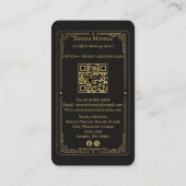 Carte De Visite Gold Retro Celestial Tarot Makeup QR Code (Dos)