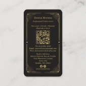 Carte De Visite Gold Retro Celestial Tarot Tattoo artist QR (Dos)