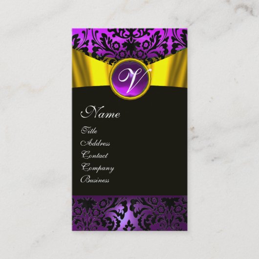 CARTE DE VISITE GOLD RIBBON JAUNE BLACK PURPLE DOMMASK MONOGRAM (Devant)