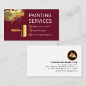 Carte De Visite Gold Roller Brush On Paint Splatter Painter (Devant / Derrière)