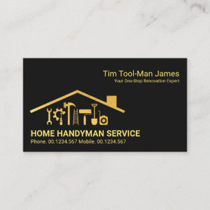 Carte De Visite Gold Rooftop Building Handyman Tools Home Réparati