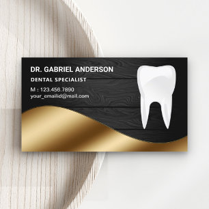Carte De Visite Gold Rustic Grey Clinique dentaire en bois Dentist