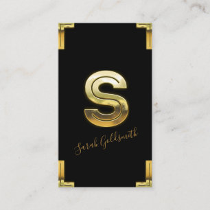 Carte de visite Gold S initial et bordures