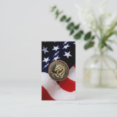 Carte De Visite Gold Sacred Eastern Dragon Medallion on Red Velvet (Debout devant)