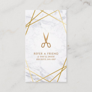 Carte De Visite Gold Scissors Marble HairStylist Référence verti
