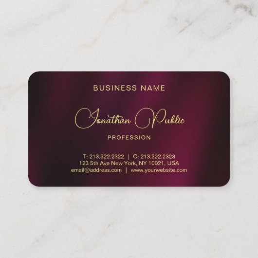 Carte De Visite Gold Script Name Texte Professionnel Moderne Éléga (Dos)