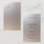 Carte De Visite Gold Silver Look Monogram Modèle professionnel (Devant / Derrière)