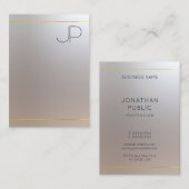 Carte De Visite Gold Silver Look Monogramme Moderne Professionnel (Devant / Derrière)