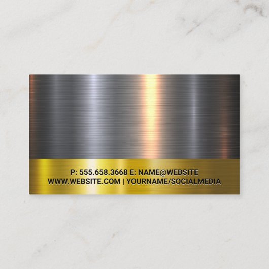 Carte De Visite Gold Silver Metallic Shine Trim QR Code (Dos)
