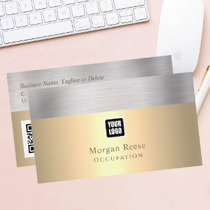 Carte De Visite Gold & Silver professionnel, minimaliste, logo, co