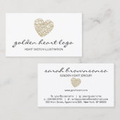 Carte De Visite Gold Sketch Coeur Bijoux (Devant / Derrière)