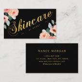 Carte De Visite Gold Skincare Script Calligraphie Aquarelle Floral (Devant / Derrière)