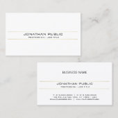 Carte De Visite Gold Sophisticated Gold White Minimal Plain (Devant / Derrière)