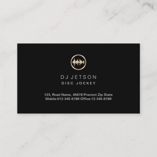 Carte De Visite Gold Soundwave Icon Disque Jockey Deejay DJ (Devant)