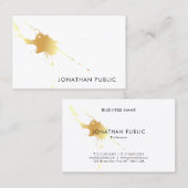 Carte De Visite Gold Splash Moderne Élégant Modèle professionnel (Devant / Derrière)