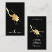 Carte De Visite Gold Splash Moderne Professionnel Élégant Modèle (Devant / Derrière)