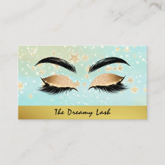 Carte De Visite *~* Gold Stars Lashes Brows Extensions Chic (Devant)